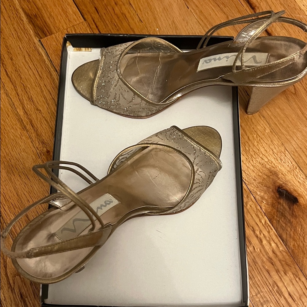 Nina Gold Strappy Dress Heels